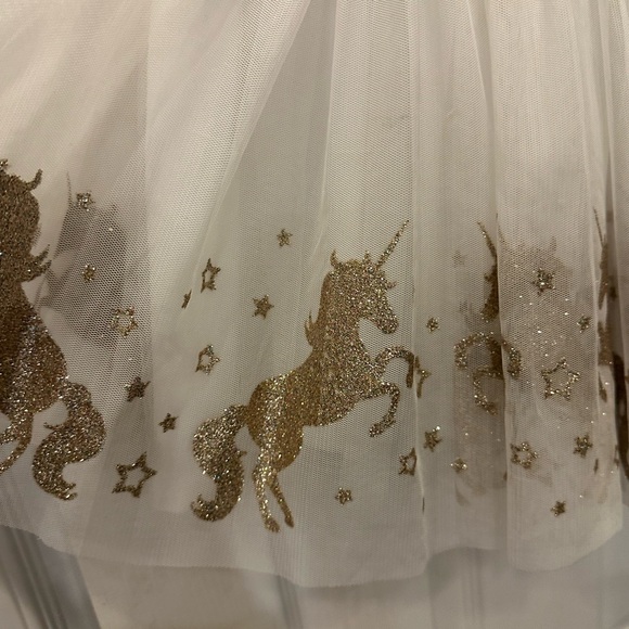 Zunie denim and white tulle with gold accents party dress - size 6 - Picture 6 of 6